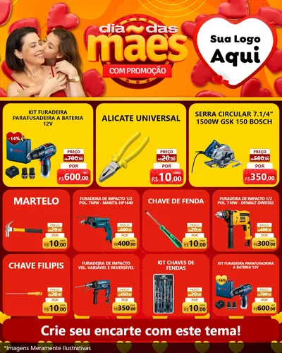 Modelo de Rede Social para Feed Instagram com o tema Dia das Mães com Promoção para Maquinas e Ferramentas