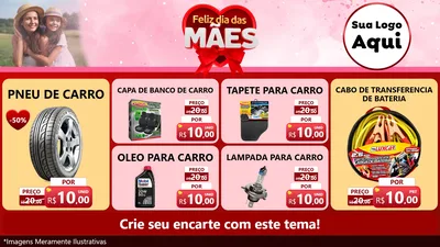 Modelo de TV para TV Horizontal com o tema Feliz Dia Das Mães para Auto peças