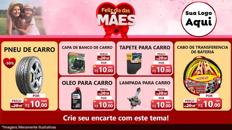 Modelo de TV para TV Horizontal com o tema Feliz Dia Das Mães para Auto peças