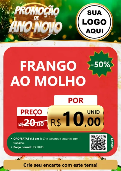 Modelo de Cartaz para Cartaz A4 Vertical com o tema Promoção de Ano Novo para Restaurante