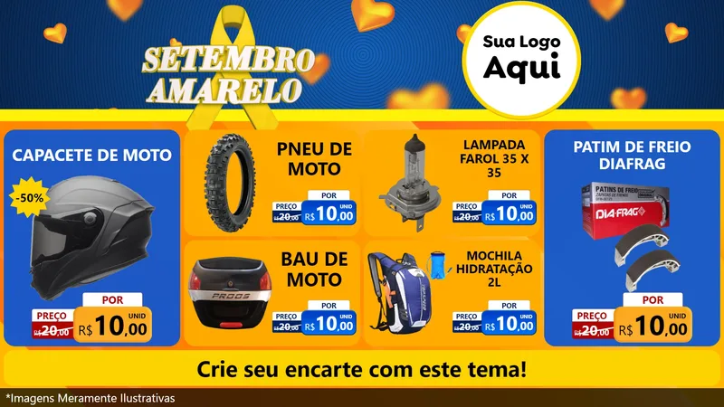Modelo de TV para TV Horizontal com o tema Setembro Amarelo para Moto peças