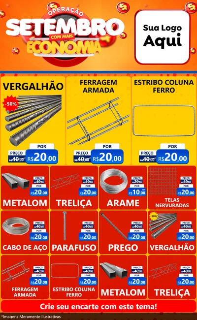 Modelo de Encarte para Encarte Grande com o tema Operação Setembro Com Muita Economia para Ferragens