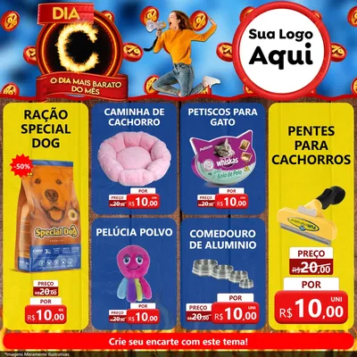 Modelo de Rede Social para Feed Facebook com o tema Dia C - O Dia Mais Barato Do Mês para Pet Shop