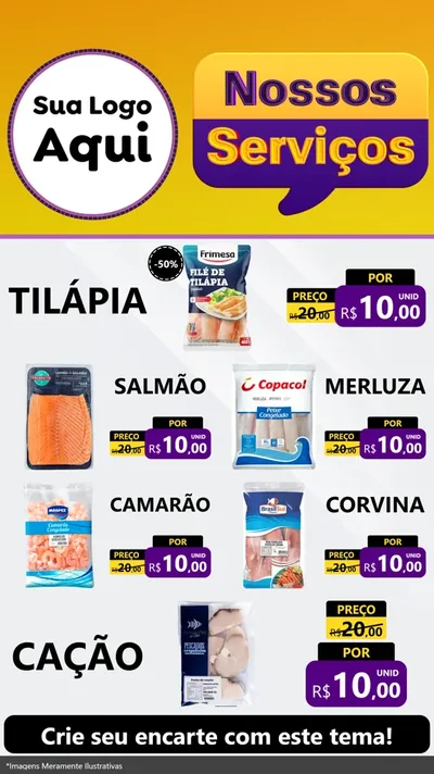 Modelo de TV para TV Vertical com o tema Nossos Serviços para Peixaria