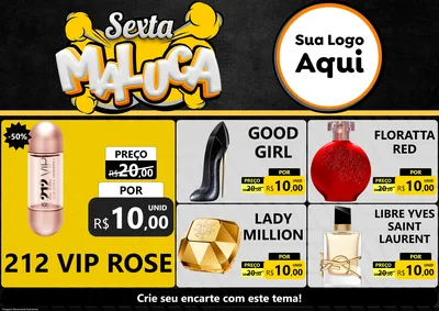 Modelo de Encarte para Encarte A4 Horizontal com o tema Sexta Maluca para Perfumes