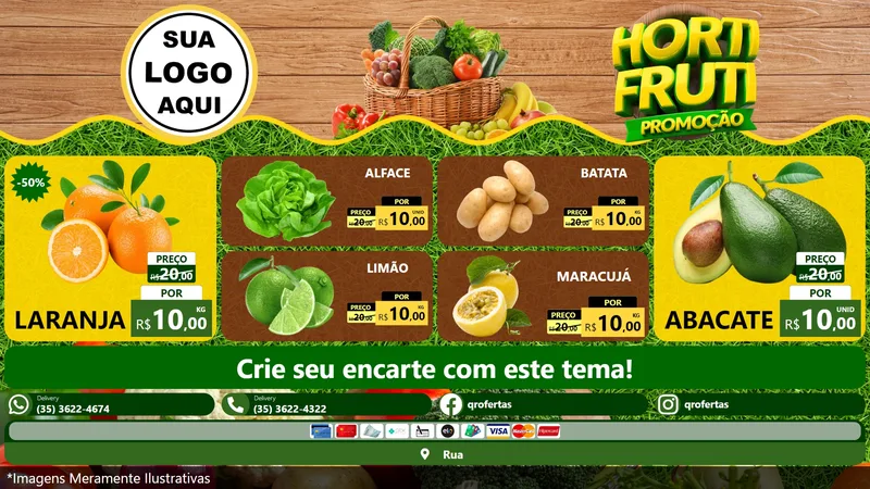 Modelo de TV para TV Horizontal com o tema Hortifrúti Promoção para Hortifrúti