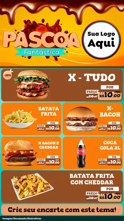 Modelo de TV para TV Vertical com o tema Páscoa Fantástica para Hamburgueria