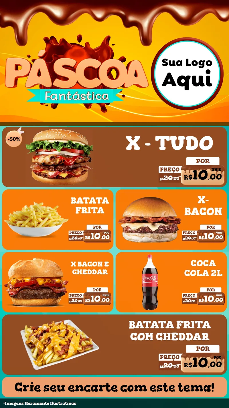 Modelo de TV para TV Vertical com o tema Páscoa Fantástica para Hamburgueria