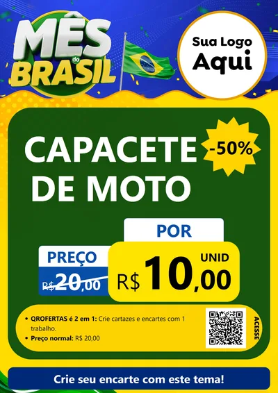Modelo de Cartaz para Cartaz A4 Vertical com o tema Mês do Brasil para Moto peças