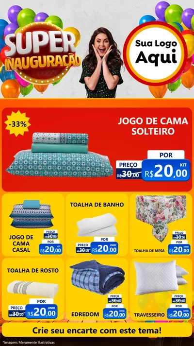 Modelo de Rede Social para Stories com o tema Super Inauguração para Cama, Mesa e Banho