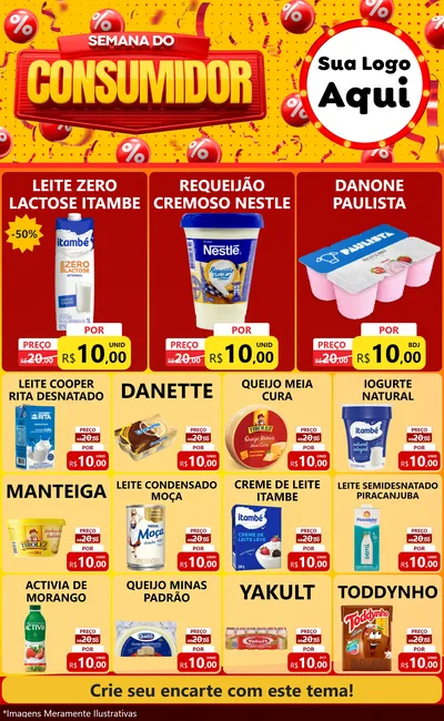 Modelo de Encarte para Encarte Grande com o tema Semana do Consumidor para Frios e Laticínios
