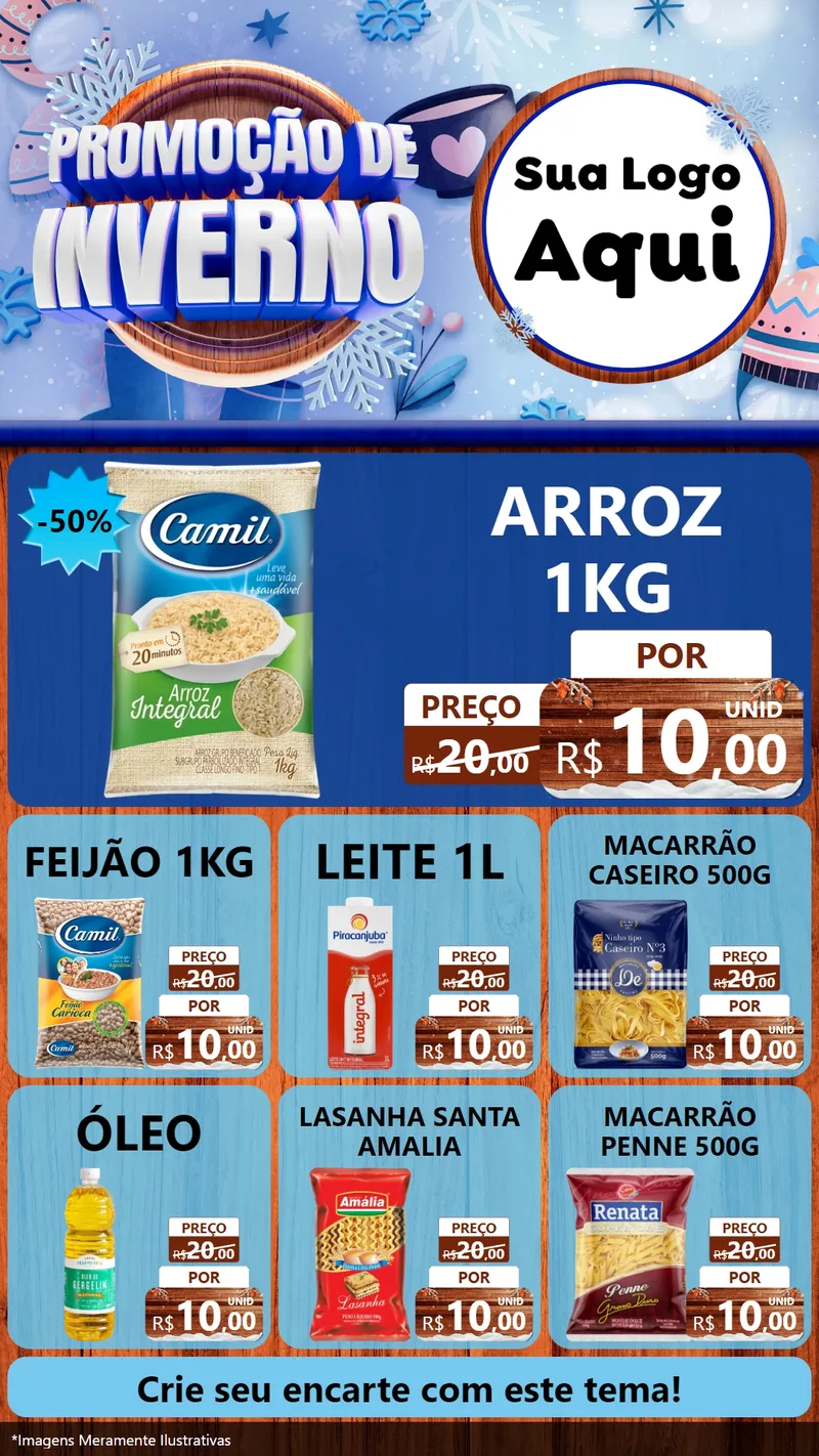 Modelo de Rede Social para Stories com o tema Promoção de Inverno para Supermercado