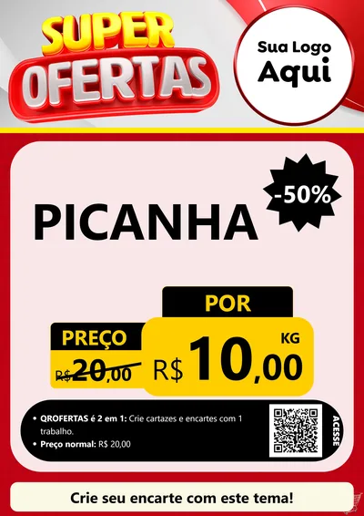 Modelo de Cartaz para Cartaz A4 Vertical com o tema Super Ofertas para Açougue