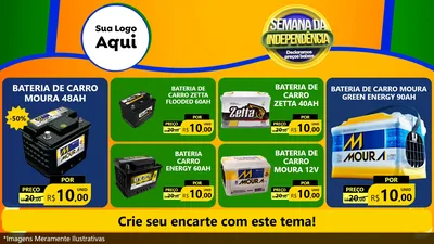 Modelo de TV para TV Horizontal com o tema Semana da Independência Declaramos Preços Baixos para Baterias Elétricas