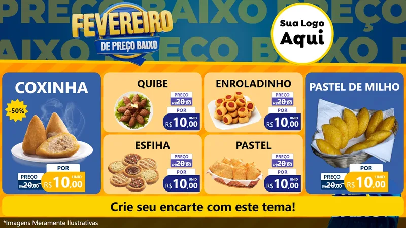 Modelo de TV para TV Horizontal com o tema Fevereiro de Preço Baixo para Salgadaria