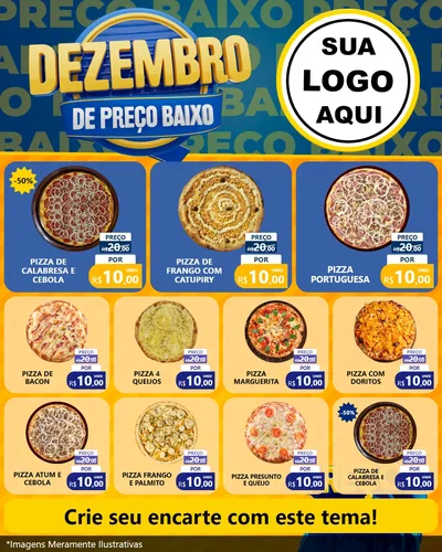 Modelo de Rede Social para Feed Instagram com o tema Dezembro de Preço Baixo para Pizzaria