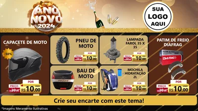 Modelo de TV para TV Horizontal com o tema Feliz Ano Novo 2027 para Moto peças