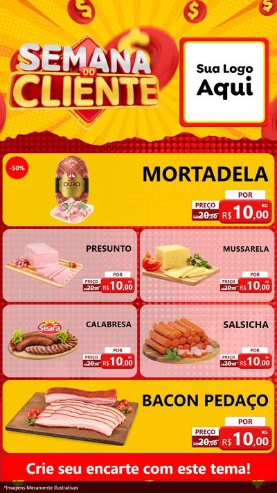Modelo de TV para TV Vertical com o tema Semana do Cliente para Frios e Laticínios