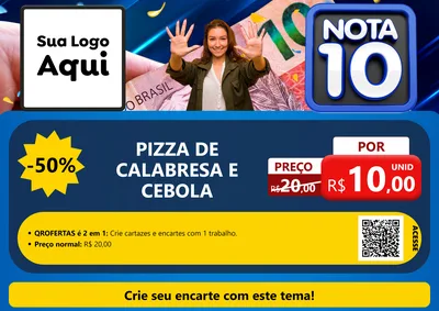 Modelo de Cartaz para Cartaz A4 Horizontal com o tema Nota 10 para Pizzaria