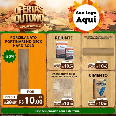 Modelo de Rede Social para Feed Facebook com o tema Ofertas de Outono - Vem, Aproveite! para Pisos e revestimentos