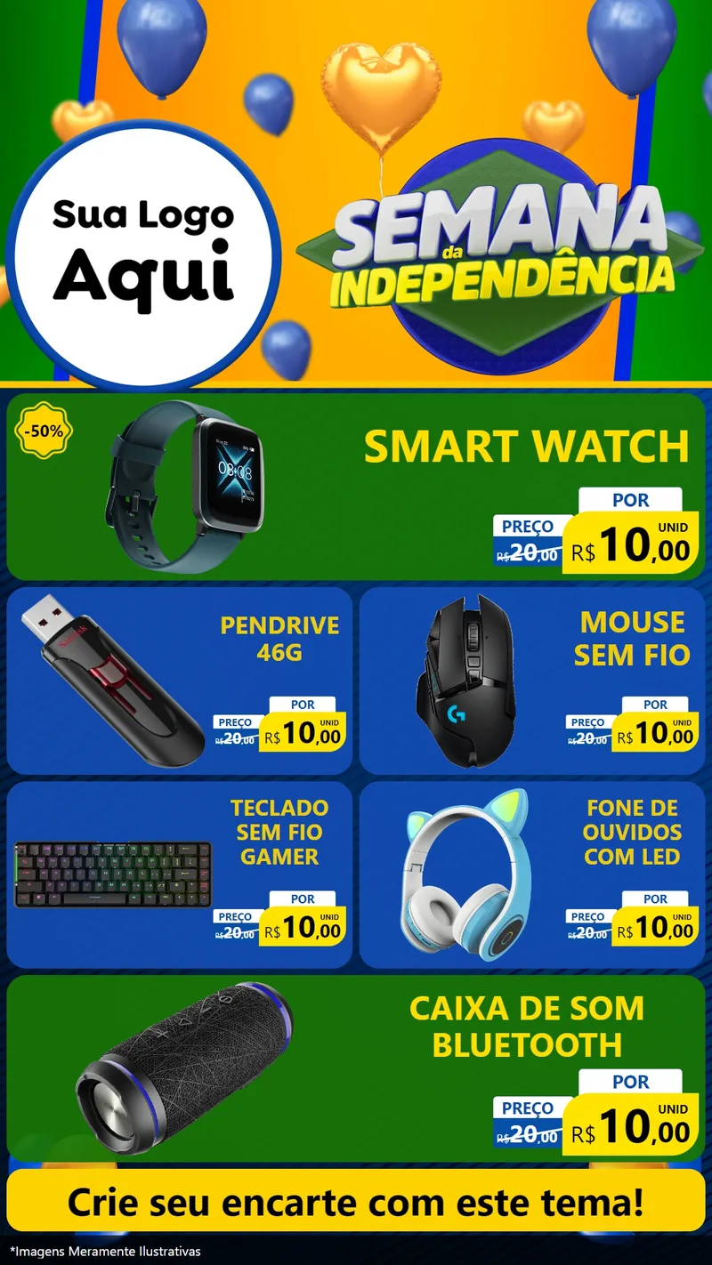 Modelo de TV para TV Vertical com o tema Semana da Independência para Informática