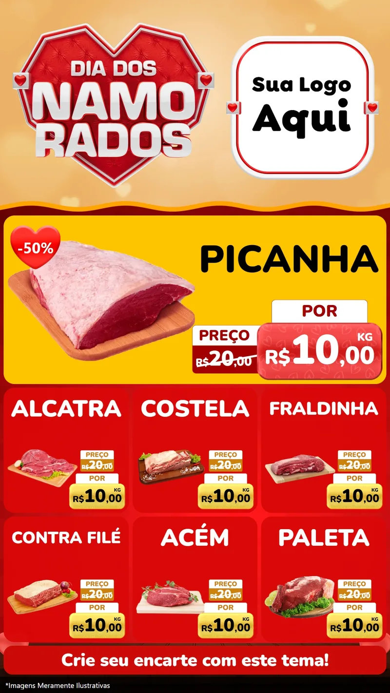 Modelo de Rede Social para Stories com o tema Dia dos Namorados para Açougue