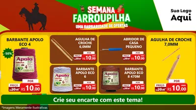 Modelo de TV para TV Horizontal com o tema Semana Farroupilha - Uma Barbaridade de Ofertas para Armarinho e Aviamentos