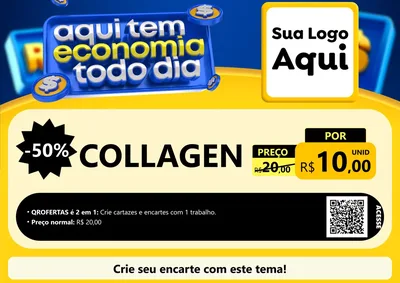Modelo de Cartaz para Cartaz A4 Horizontal com o tema Aqui Tem Economia Todo Dia para Suplementos alimentares