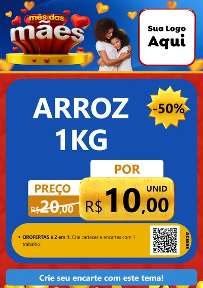 Modelo de Cartaz para Cartaz A4 Vertical com o tema Mês das Mães para Supermercado
