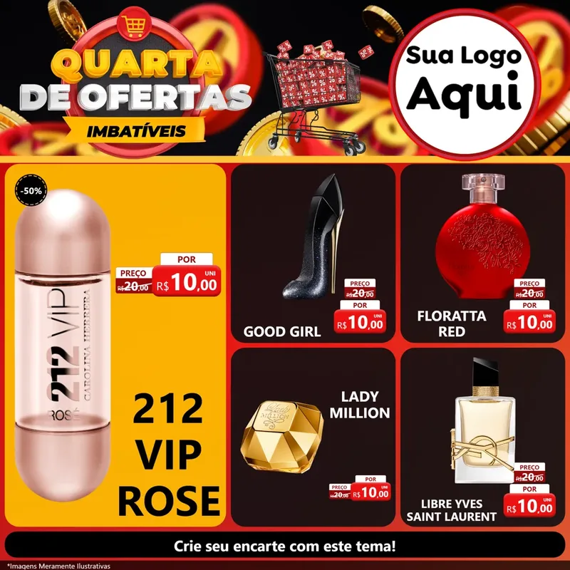 Modelo de Rede Social para Feed Facebook com o tema Quarta de Ofertas Imbatíveis para Perfumes