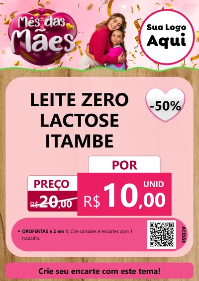 Modelo de Cartaz para Cartaz A4 Vertical com o tema Mês das Mães para Frios e Laticínios
