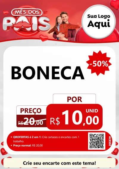 Modelo de Cartaz para Cartaz A4 Vertical com o tema Mês dos Pais para Brinquedos