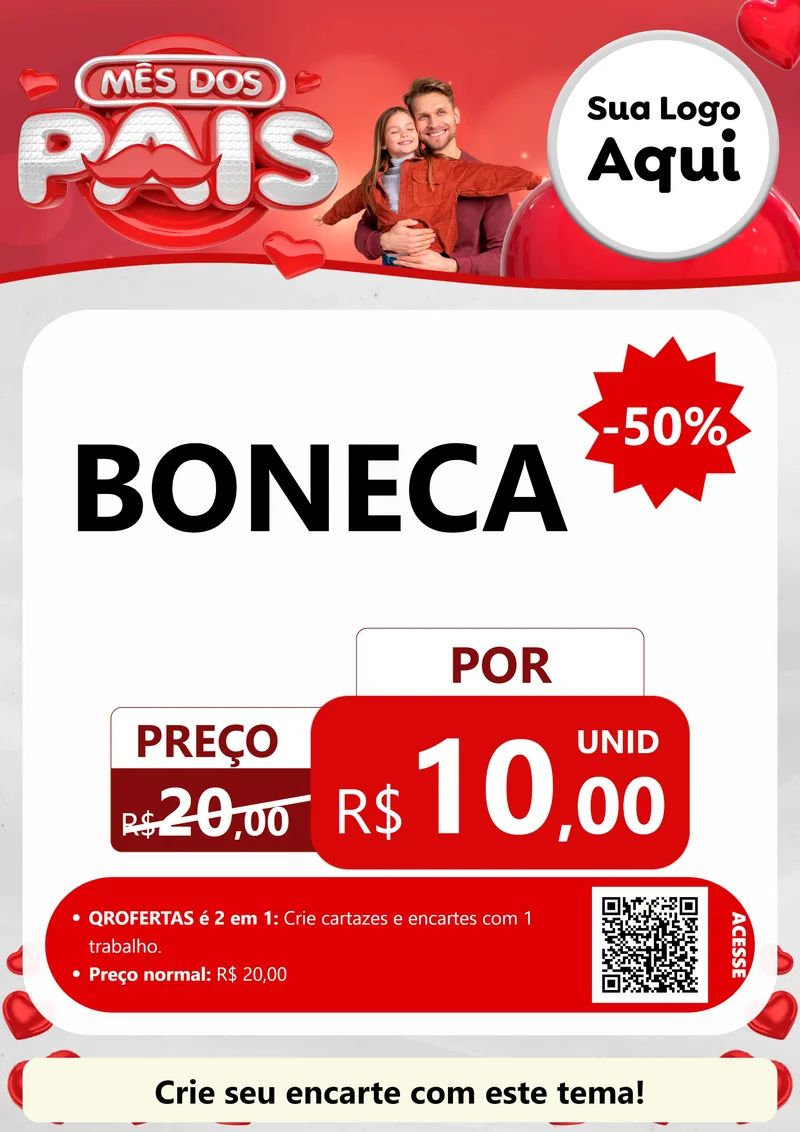 Modelo de Cartaz para Cartaz A4 Vertical com o tema Mês dos Pais para Brinquedos