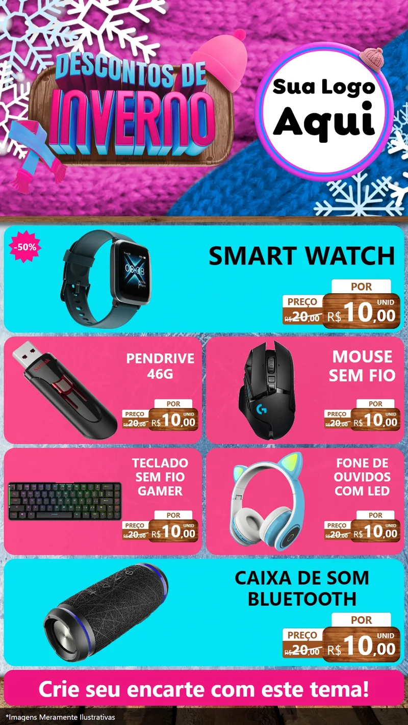 Modelo de TV para TV Vertical com o tema Descontos de Inverno para Informática