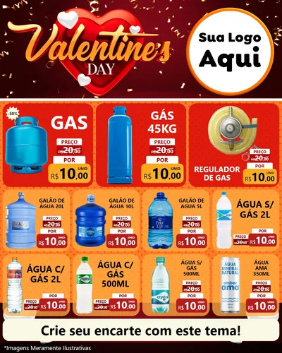 Modelo de Rede Social para Feed Instagram com o tema Valentine's Day para Água e gás