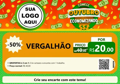 Modelo de Cartaz para Cartaz A4 Horizontal com o tema Comece Outubro Economizando para Ferragens