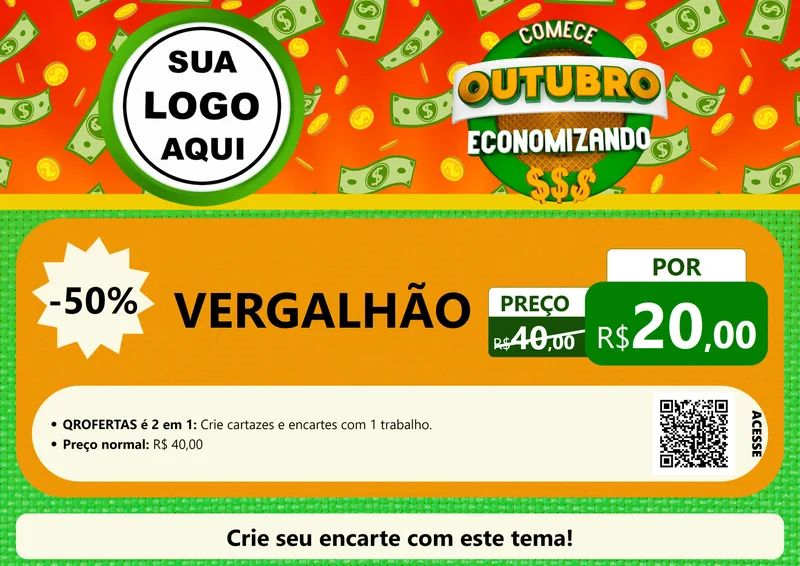 Modelo de Cartaz para Cartaz A4 Horizontal com o tema Comece Outubro Economizando para Ferragens