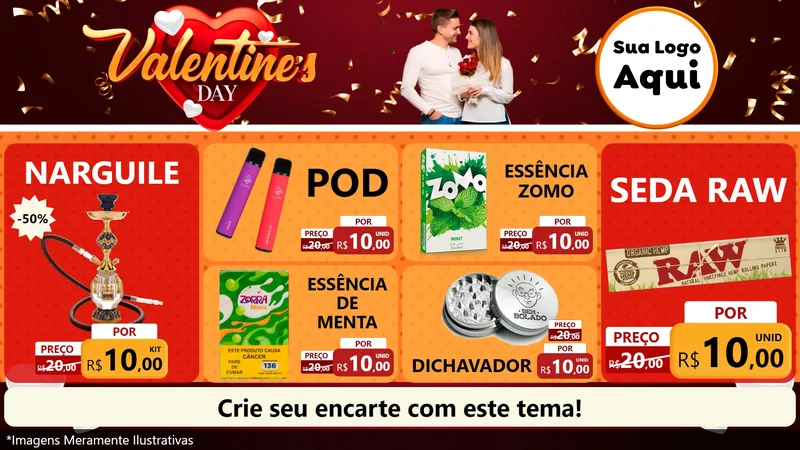 Modelo de TV para TV Horizontal com o tema Valentine's Day para Tabacaria