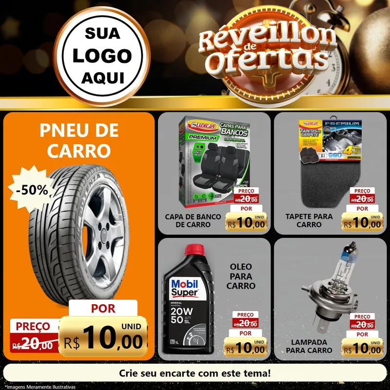 Modelo de Rede Social para Feed Facebook com o tema Réveillon de Ofertas para Auto peças
