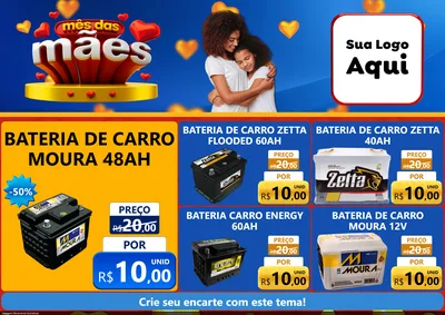 Modelo de Encarte para Encarte A4 Horizontal com o tema Mês das Mães para Baterias Elétricas
