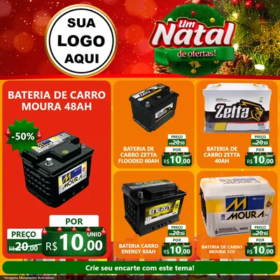 Modelo de Rede Social para Feed Facebook com o tema Um Natal de Ofertas para Baterias Elétricas