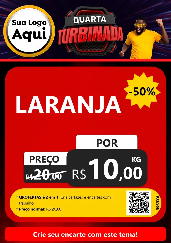 Modelo de Cartaz para Cartaz A4 Vertical com o tema Quarta Turbinada para Hortifrúti