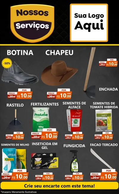 Modelo de Encarte para Encarte Grande com o tema Nossos Serviços para Agropecuária