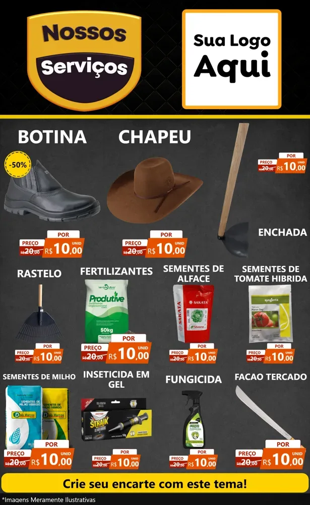 Modelo de Encarte para Encarte Grande com o tema Nossos Serviços para Agropecuária