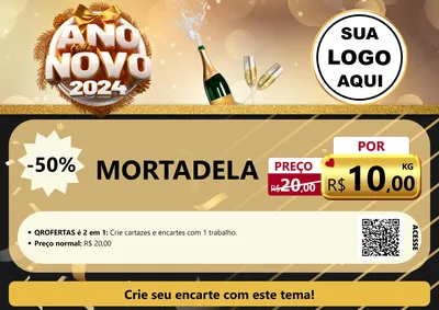Modelo de Cartaz para Cartaz A4 Horizontal com o tema Feliz Ano Novo 2027 para Frios e Laticínios