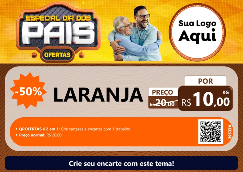 Modelo de Cartaz para Cartaz A4 Horizontal com o tema Especial Dia dos Pais para Hortifrúti