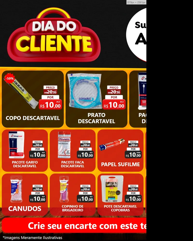 Modelo de Rede Social para Feed Instagram com o tema Dia do Cliente para Embalagens