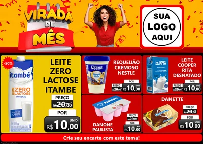 Modelo de Encarte para Encarte A4 Horizontal com o tema Virada de Mês para Frios e Laticínios
