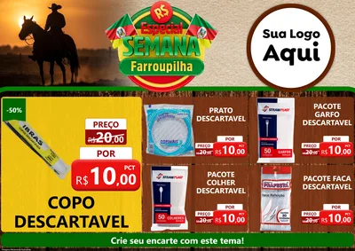 Modelo de Encarte para Encarte A4 Horizontal com o tema Especial Semana Farroupilha para Embalagens