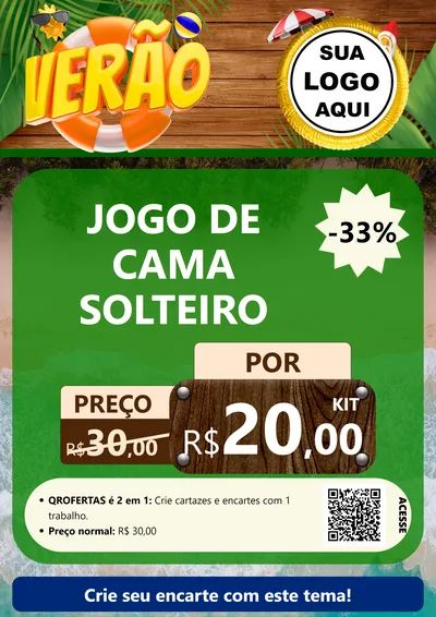 Modelo de Cartaz para Cartaz A4 Vertical com o tema Verão para Cama, Mesa e Banho